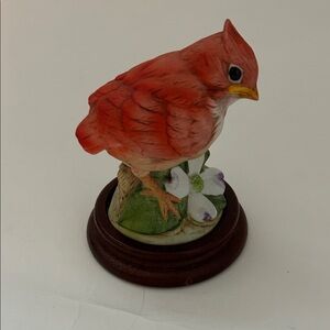 Andrea By Sadek Red Bird cardinal with Flower